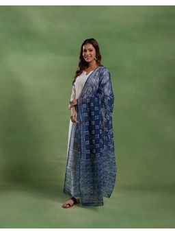 Fabindia - Indigo Cotton Silk Dabu Printed Dupatta