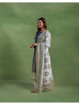 Fabindia - White Natural Cotton Hand Block Printed Dupatta
