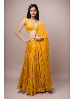 Rangpur - Sunshine Yellow Stitched Blouse with Lehenga and Dupatta