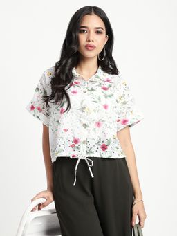 R&B - White Floral Boxy Top