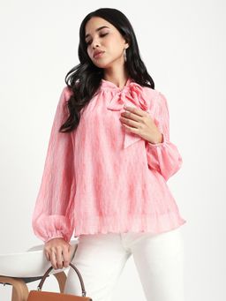 R&B - Pink Solid Relaxed Women Top