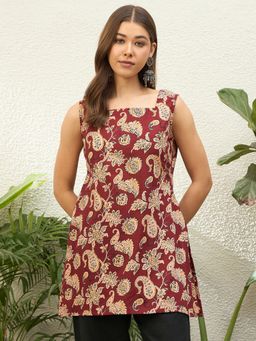 InWeave - Women Rust Floral Kurti