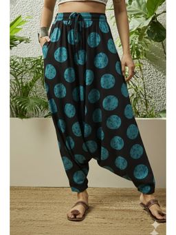 InWeave - Black Round Printed Harem Pant