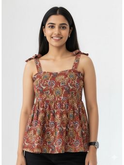 MAAND - Maroon Cotton Printed Top