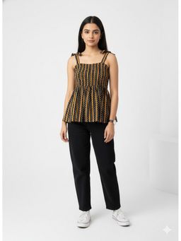 MAAND - Black Cotton Printed Top