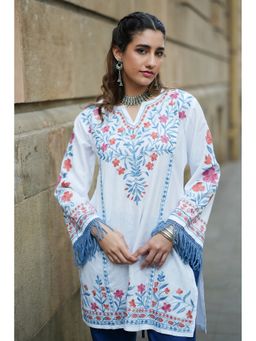 HOUSE OF KARI - Women White Embroidered Kurti