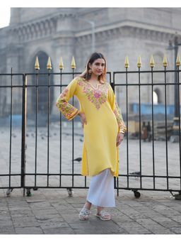 HOUSE OF KARI - Women Yellow Embroidered Kurta