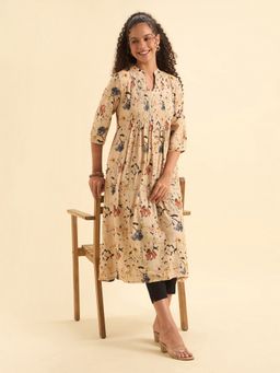 VISMAY - Women Beige Floral Kurta