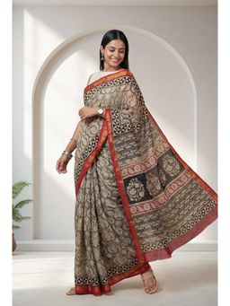 Moora - Women Grey Cotton Silk Saree with Unstitched Blouse
