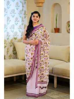 Moora - Women Lavender Cotton Saree with Unstitched Blouse