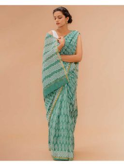 Moora - Women Green Chanderi Saree with Unstitched Blouse