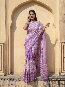Moora - Women Lavender Silk Saree with Unstitched Blouse