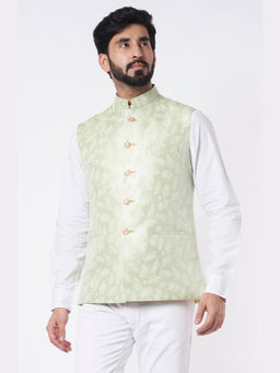 Spring Break - Mint Green Jacquard Nehru Jacket