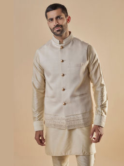 Spring Break - Cream Embroidered Nehru Jacket