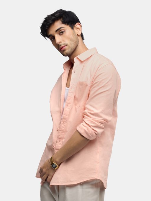 Buy The Souled Store Solids Lobster Bisque Cotton Linen Shirts Online