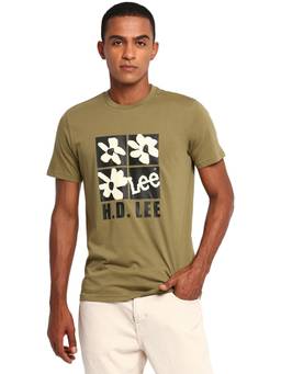 Lee - Men Olive Graphic Print Slim Fit T-shirt