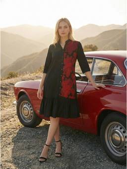 ZUMMER - Women Black Viscose Rayon Dress