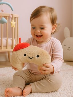 Mi Arcus - Croissant Shape Soft Plush Toy for Infants Boys Girls Beige (3-12 Months)