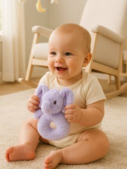 Mi Arcus - Elephant Shape Soft Plush Rattle Toy for Infants Boys Girls Purple (3-12 Months)