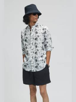 TERRA LUNA - Puck White Khadi Printed Shirt