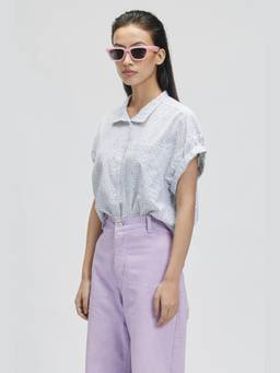 TERRA LUNA - Electra White Hand Block Printed Shirt