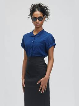 TERRA LUNA - Electra Blue Hand Block Printed Shirt