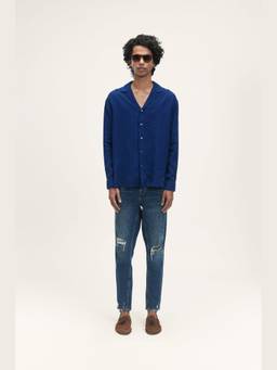 TERRA LUNA - Pegasus Blue Linen Solid Shirt