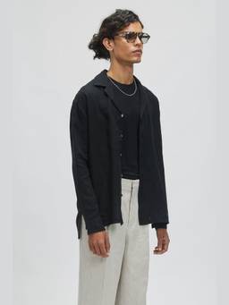 TERRA LUNA - Pegasus Black Linen Solid Shirt