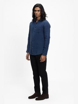 TERRA LUNA - Titan Indigo Linen Solid Shirt