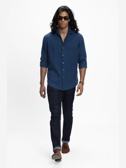 TERRA LUNA - Quai Indigo Linen Solid Shirt