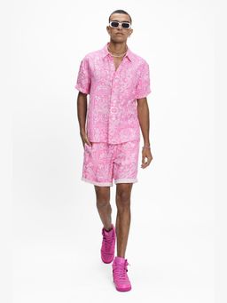 TERRA LUNA - Coast Pink Linen Printed Shirt