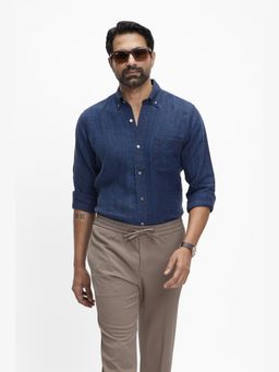 TERRA LUNA - Zama Indigo Linen Plain Shirt