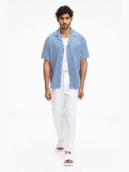 TERRA LUNA - Palawan Blue Khadi Stripes Shirt