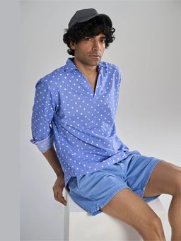 TERRA LUNA - Glen Blue Khadi Pop Over Shirt