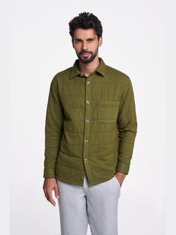 TERRA LUNA - Hunter Olive Quilted Khadi Shirt