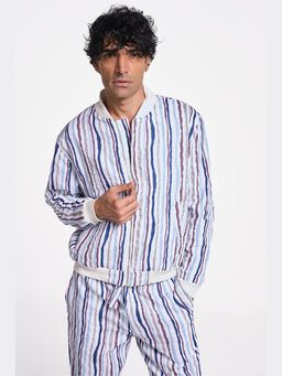TERRA LUNA - Berghain Multi Colored Stripes Bomber Jacket