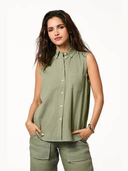 TERRA LUNA - Ella Olive Solid Shirt