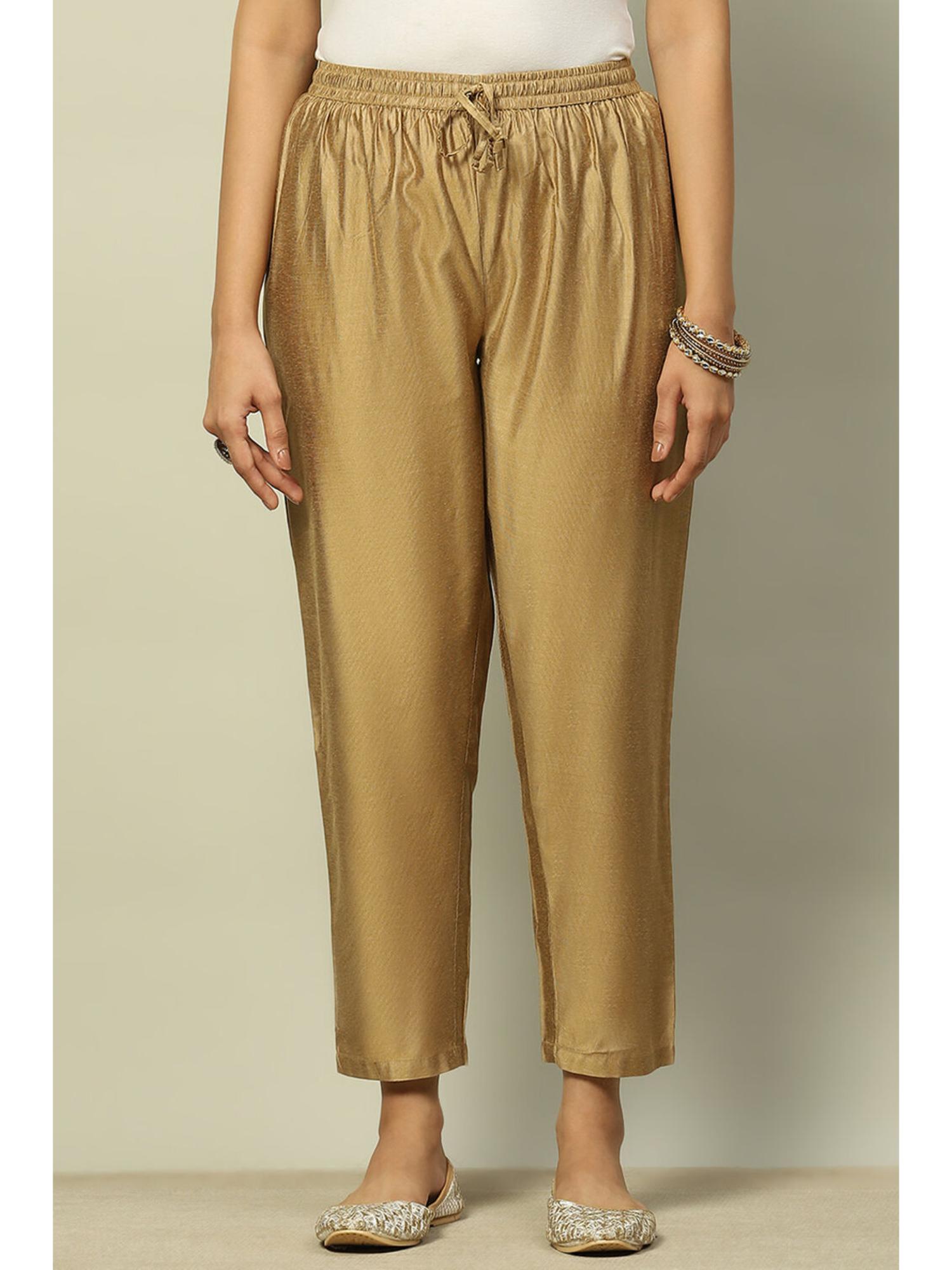 rangriti Women Gold Poly Viscose Straight Pant-picture-36