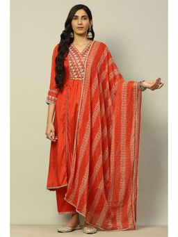 Rangriti - Women Red Poly Chiffon Printed Dupatta