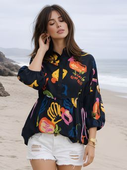 Dora Dori - Black Printed Kimono Top