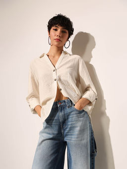 ONLY - White Solid Shirt