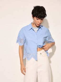ONLY - Blue Embroidered Shirt