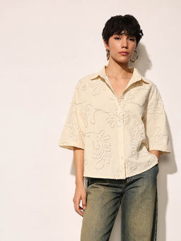 ONLY - Cream Embroidered Shirt