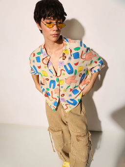 ONLY - Cream Abstract Shirt