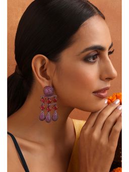 SWABHIMANN - Daniela Magenta Zirconia Dangler Earrings