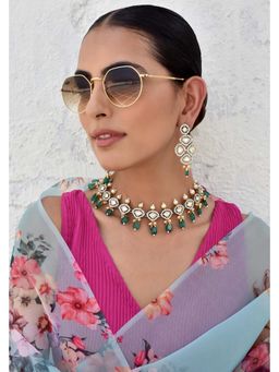 SWABHIMANN - Umika Green Polki Necklace Set