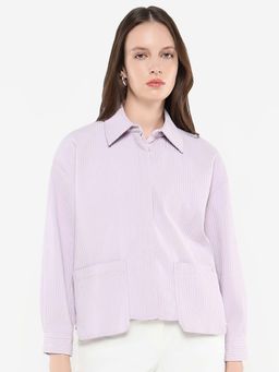 RAREISM - Albury Pastel Purple Solid Boxy Shacket