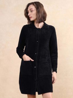 RAREISM - Krataz Black Solid Regular Knee Length Wintercoat