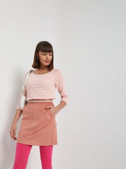 VERO MODA - Women Self Design Pink Sweater