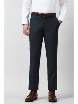 Peter England - Men Navy Solid Formal Trouser